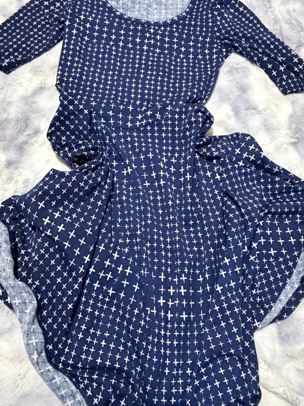Women’s Navy Cross-Print Twirl Dress